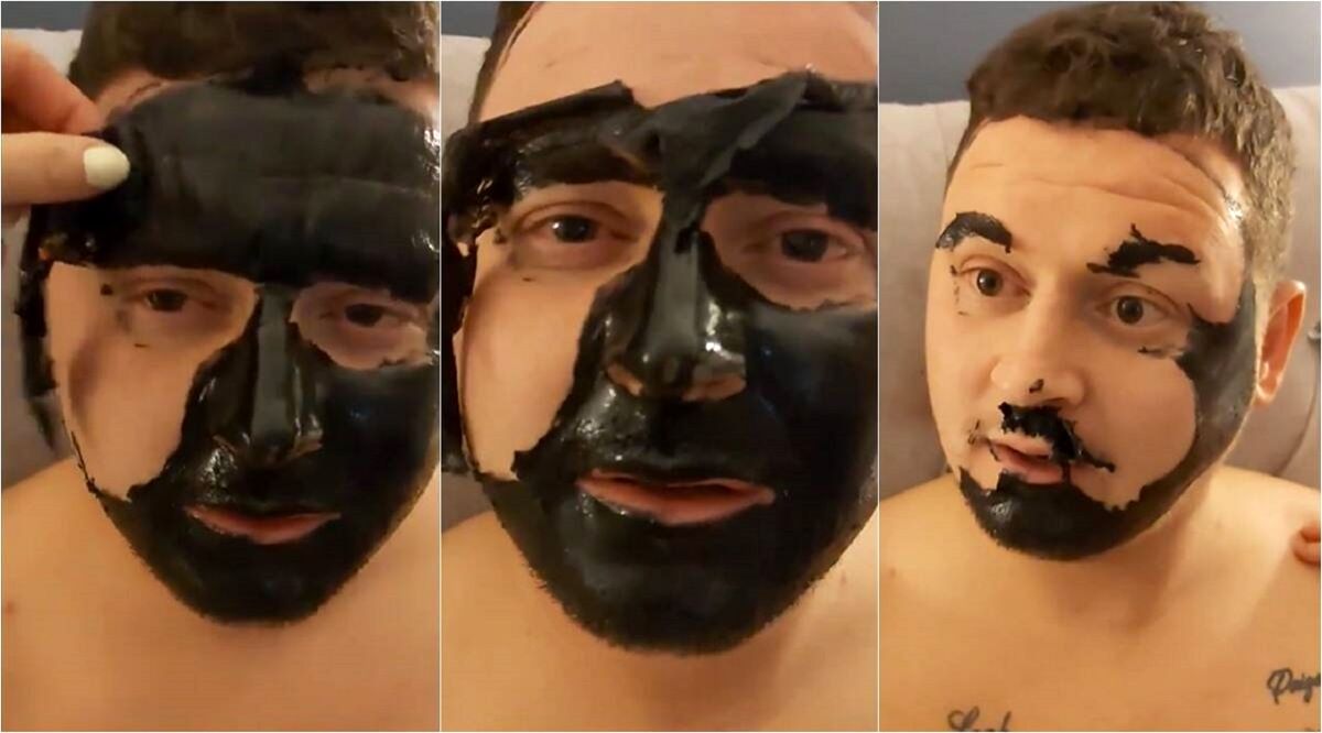 بلایی که ماسک صورت بر سر مرد بی تجربه آورد! +عکس و فیلم